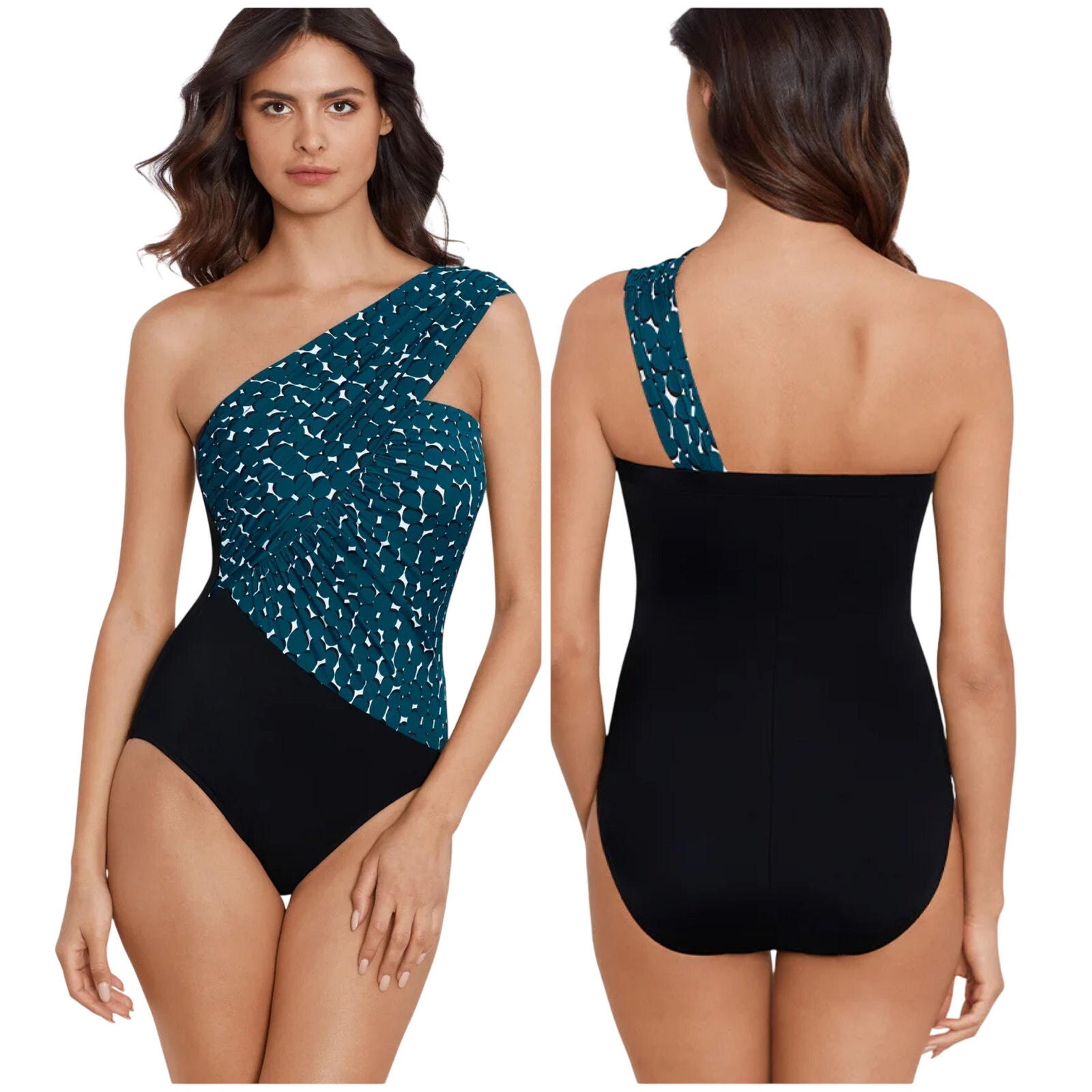 Magicsuit Nwt Shadow Dot Colorblock Goddess One Piece Teal Size 8 Underwire Bra